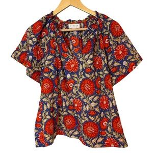 Velvet By Graham & Spencer Destiny Floral Printed 100% Cotton Blouse size M